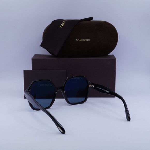 Tom Ford Romy FT1032 01A Geometric Sunglasses - Black/Smoke Blue main image 4